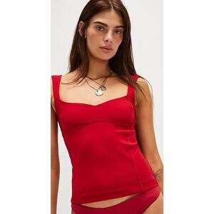 NWT Free People Intimately Somewhere Sometime Cami Womens Large Red Basic Top